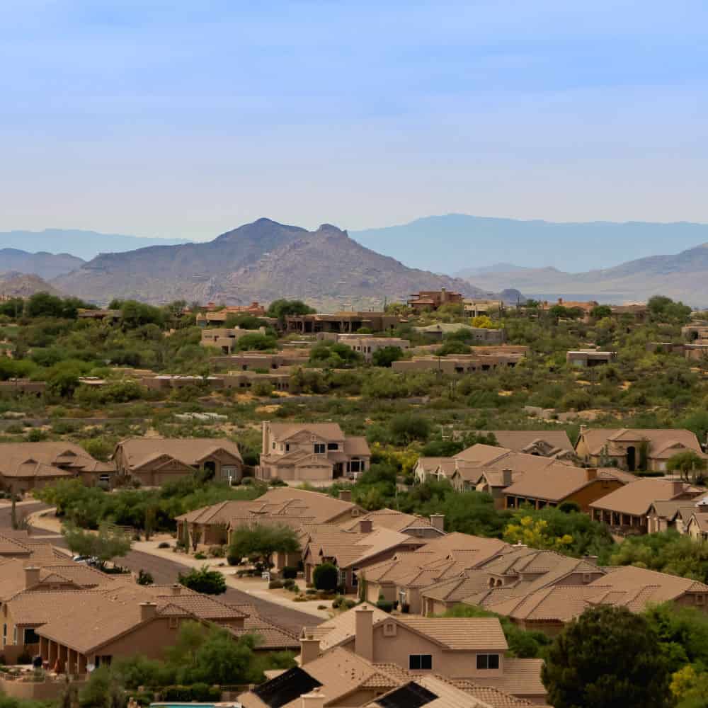 Aerial view of a Chandler, AZ subdivision