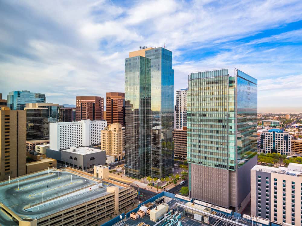 Phoenix, AZ aerial photo of downtown Phoenix